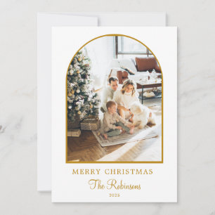 Cartes Pour Fêtes Annuelles Arch Photo Elegant Gold Script Noël