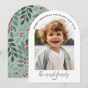 Cartes Pour Fêtes Annuelles Arch photo - Nom de famille de script - dos botani