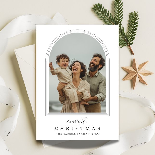 Cartes Pour Fêtes Annuelles Arch Photo Script Merriest Christmas Fun Greetings (Créateur téléchargé)