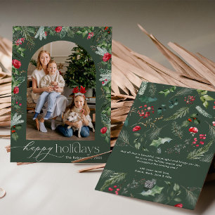 Cartes Pour Fêtes Annuelles Arche botanique vert rustique Joyeux Noël 1 Photo