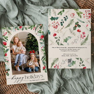 Cartes Pour Fêtes Annuelles Arche de botanique bohème Joyeuses Fêtes 1 Photo 