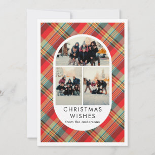 Cartes Pour Fêtes Annuelles Arche de Noël en Tartan à Carreaux Rouges Collage 