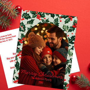 Cartes Pour Fêtes Annuelles Arche de Noël traditionnel à baies de houx pour la