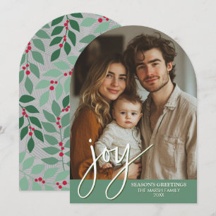 Cartes Pour Fêtes Annuelles Arche de photo avec énorme écriture Joy - dos bota