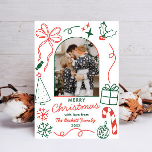 Cartes Pour Fêtes Annuelles Arche de photo de Noël fantaisiste dessinée à la m