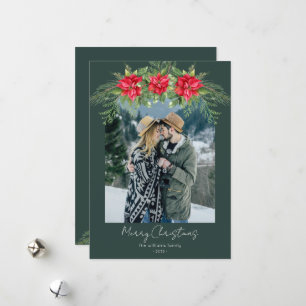 Cartes Pour Fêtes Annuelles Arche de poinsettia moderne 1 Photo Joyeux Noël