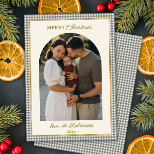 Cartes Pour Fêtes Annuelles Arche en or vert Retro Photo Joyeux Noël