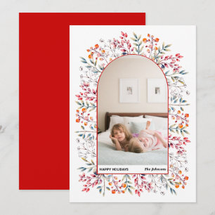 Cartes Pour Fêtes Annuelles Arche feuilles et baies rouge photo de Noël