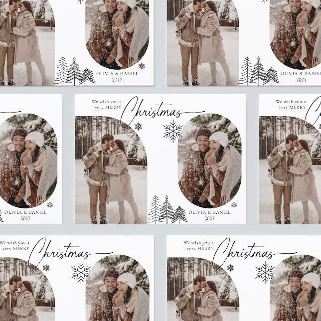 Cartes Pour Fêtes Annuelles Arche fine ligne pin 2 photo noir noël (Créateur téléchargé)