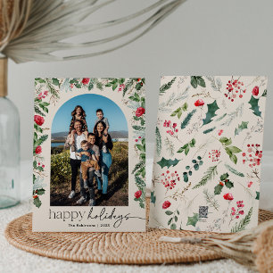 Cartes Pour Fêtes Annuelles Arche florale bohème botanique Joyeuses Fêtes 1 Ph