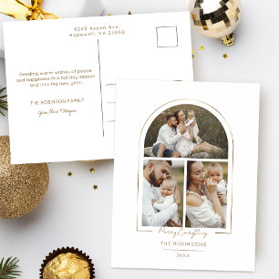Cartes Pour Fêtes Annuelles Arche minimale élégante en ligne or 3 photos