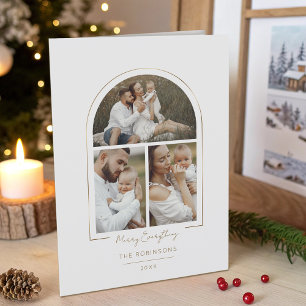 Cartes Pour Fêtes Annuelles Arche minimale élégante en ligne or 3 photos