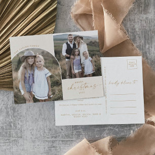 Cartes Pour Fêtes Annuelles Arche moderne Boho   Cream 3 Photos de famille Noë