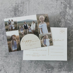 Cartes Pour Fêtes Annuelles Arche moderne Boho   Cream Multi Photo Family News