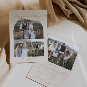 Cartes Pour Fêtes Annuelles Arche moderne Boho Famille Collage Photo Crème