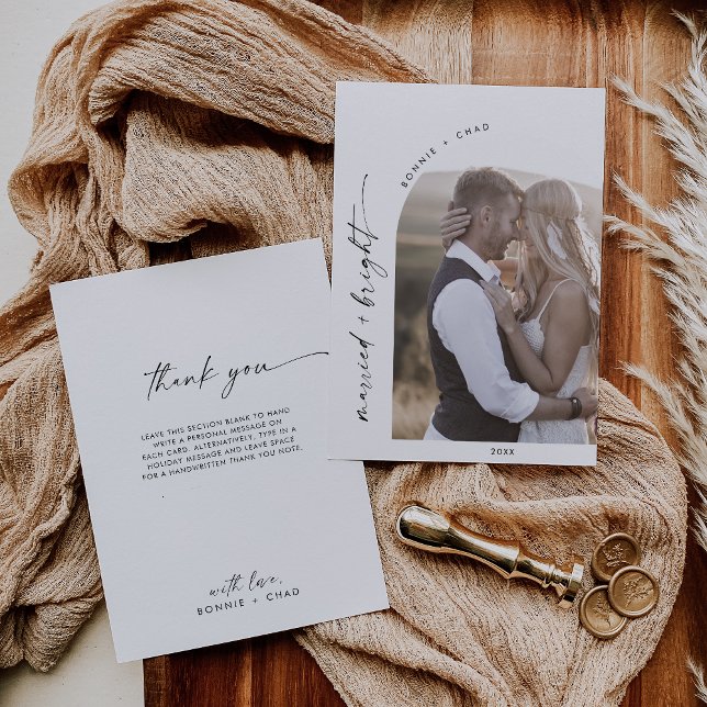 Cartes Pour Fêtes Annuelles Arche moderne Boho marié et Merci lumineux (Créateur téléchargé)