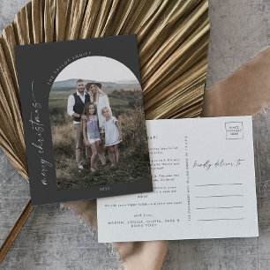 Cartes Pour Fêtes Annuelles Arche moderne Boho   Photo de Noël grise