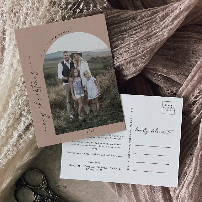 Cartes Pour Fêtes Annuelles Arche moderne Boho | Photo de Noël Saumon (Créateur téléchargé)