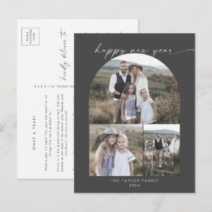 Cartes Pour Fêtes Annuelles Arche moderne   Collage de photos gris Famille Nou