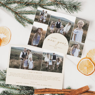 Cartes Pour Fêtes Annuelles Arche moderne   Cream Multi Photo Family Nouvel An