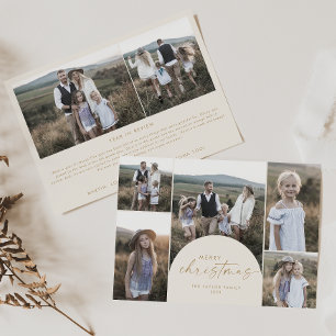 Cartes Pour Fêtes Annuelles Arche moderne Crème Multi Photo Famille Noël