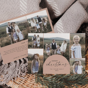 Cartes Pour Fêtes Annuelles Arche moderne Saumon Multi Photo Famille Noël