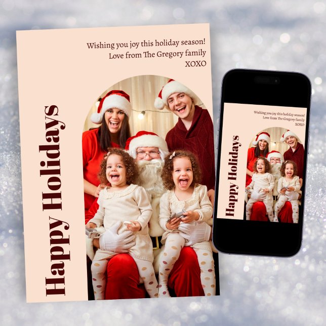 Cartes Pour Fêtes Annuelles Arche photo moderne personnalisée Noir Brosse Pêch (Créateur téléchargé)