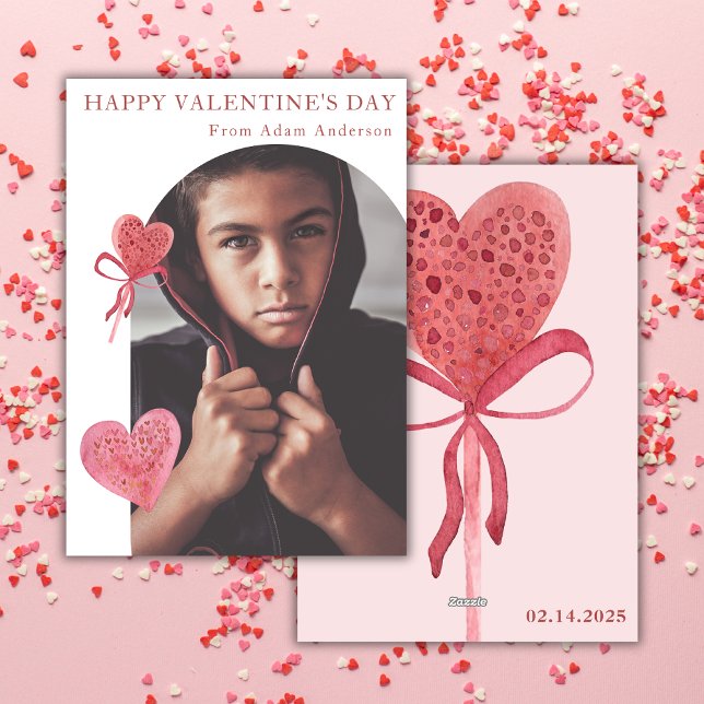 Cartes Pour Fêtes Annuelles Arche Photo Rose Lollipop Moderne (Créateur téléchargé)