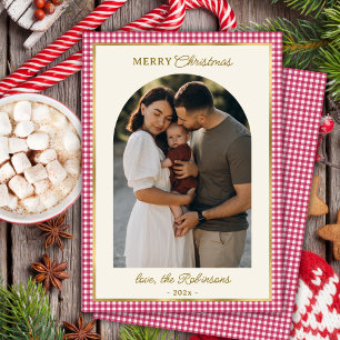 Cartes Pour Fêtes Annuelles Arche rouge or rouge rétro Joyeux Noël