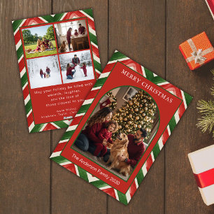 Cartes Pour Fêtes Annuelles Arche Rouge Vert de Noël 5 Photo personnalisée de
