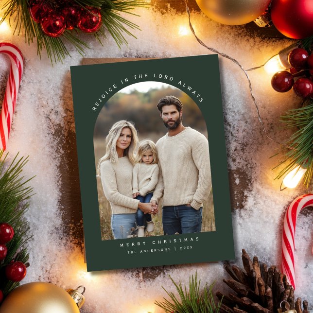 Cartes Pour Fêtes Annuelles Arche verte religieuse Rejoice Noël (Créateur téléchargé)