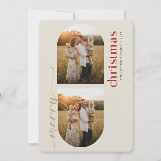 Cartes Pour Fêtes Annuelles Arched 3 Photo Family Christmas Cards