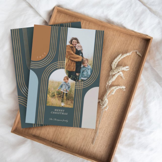 Cartes Pour Fêtes Annuelles Arches d'or concentré géométrique moderne 2 Photo (Créateur téléchargé)