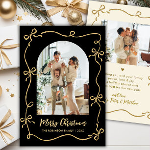 Cartes Pour Fêtes Annuelles Arcs de dessins animés Photo Joyeux Noël Noir