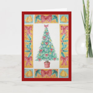 Cartes Pour Fêtes Annuelles arcs rouges et cloches sur arbre pour noël