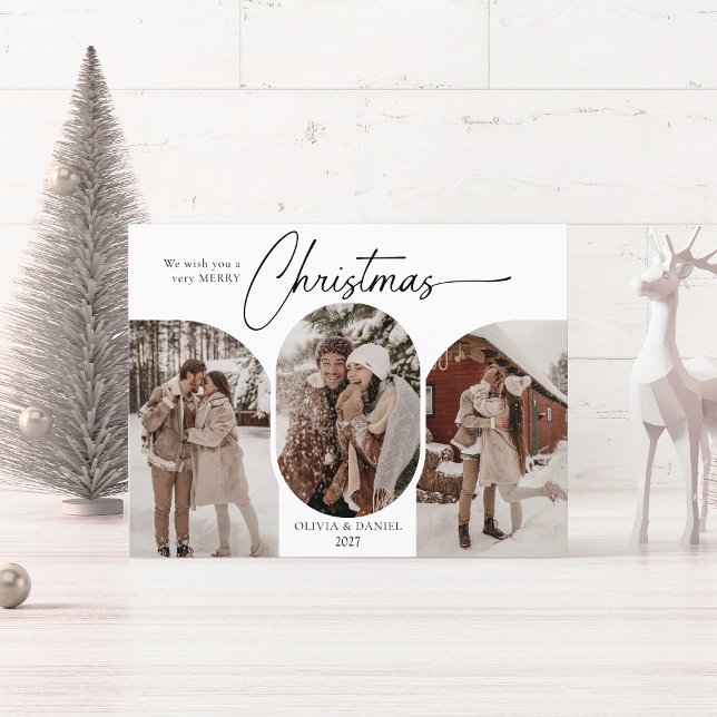 Cartes Pour Fêtes Annuelles Arcs simples forme 3 photo noël (Créateur téléchargé)