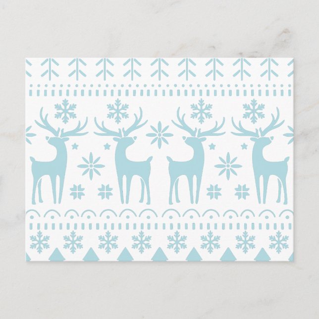 Cartes Pour Fêtes Annuelles Arctic Blue Folk Art thème hiver (Devant)