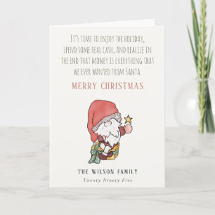 Cartes Pour Fêtes Annuelles Argent Amusant Abondance Père Noël Vœux de Noël