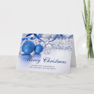 Cartes Pour Fêtes Annuelles Argent Bleu ornement de Noël Accueil d'entreprise