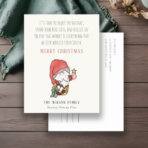 Cartes Pour Fêtes Annuelles Argent Drôle Abondance de Liquidités Père Noël Noë