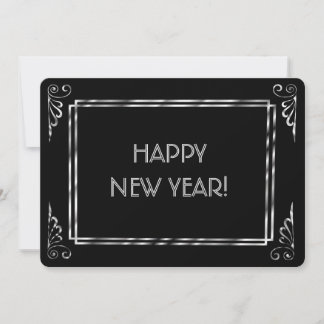 Cartes Pour Fêtes Annuelles Argent et Noir Roaring 20s Style Bonne année