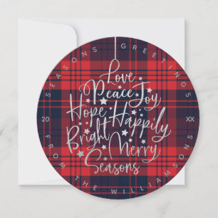 Cartes Pour Fêtes Annuelles Argent et Plaid Greeting Typographie Ornement Phot