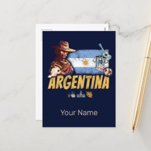Cartes Pour Fêtes Annuelles Argentine gaucho vintage avec drapeau de football