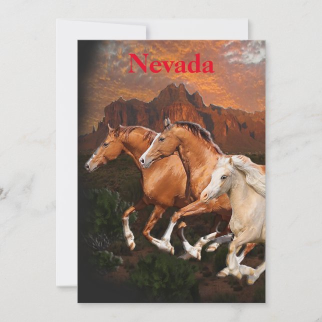 Cartes Pour Fêtes Annuelles Arizona Chevaux sauvages (Devant)