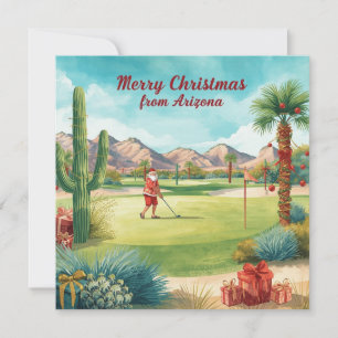 Cartes Pour Fêtes Annuelles Arizona Golf Noël en Arizona   Père Noël