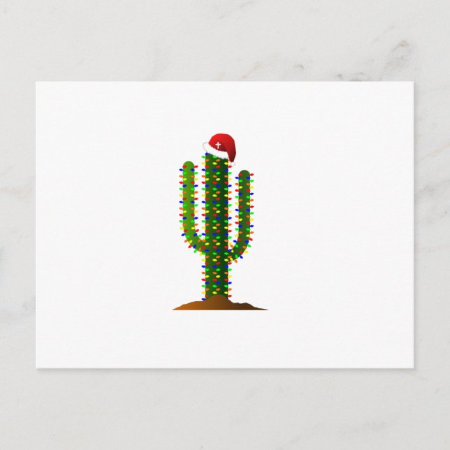 Cartes Pour Fêtes Annuelles Arizona Saguaro Cactus lumières de Noël (Devant)
