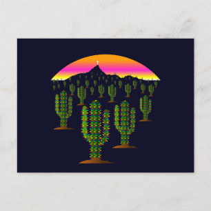 Cartes Pour Fêtes Annuelles Arizona Saguaro Cactus lumières de Noël au coucher