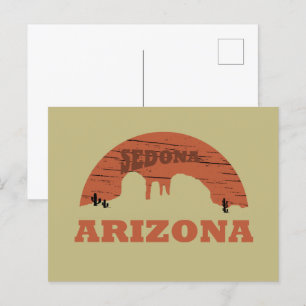Cartes Pour Fêtes Annuelles Arizona sedona paysage vintage az retro
