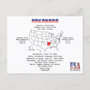 Cartes Pour Fêtes Annuelles Arkansas American state on a map and useful info