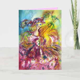 Cartes Pour Fêtes Annuelles ARLECCHINA VIOLONISTE / Saint-Valentin vénitien